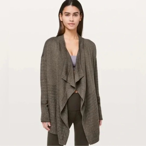Lululemon 4 Find Your Calm Wrap Sweater Cardigan Olive Green Cozy Lounge - Picture 8 of 8